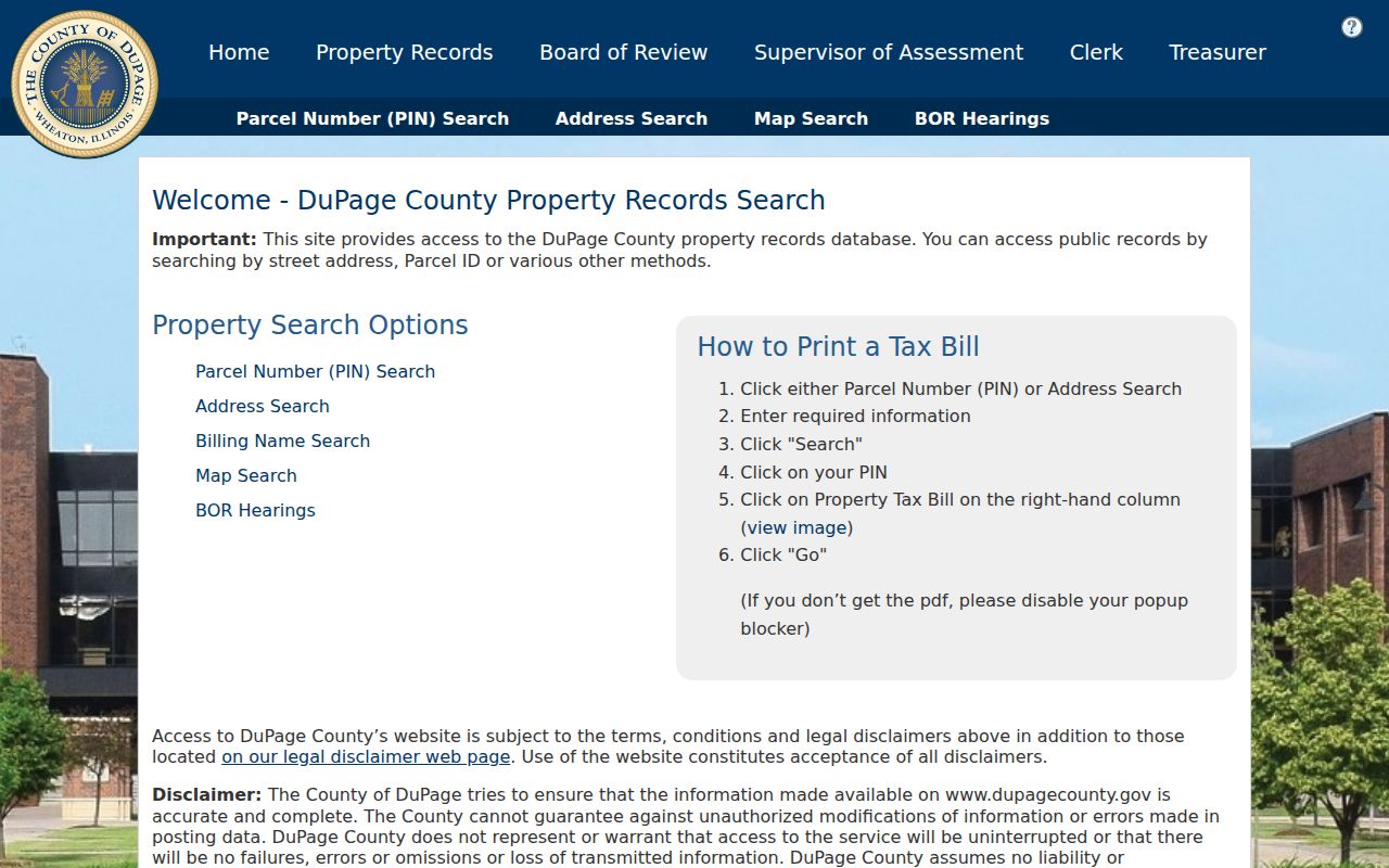 DuPage property search used for Lombard resident and parcel records