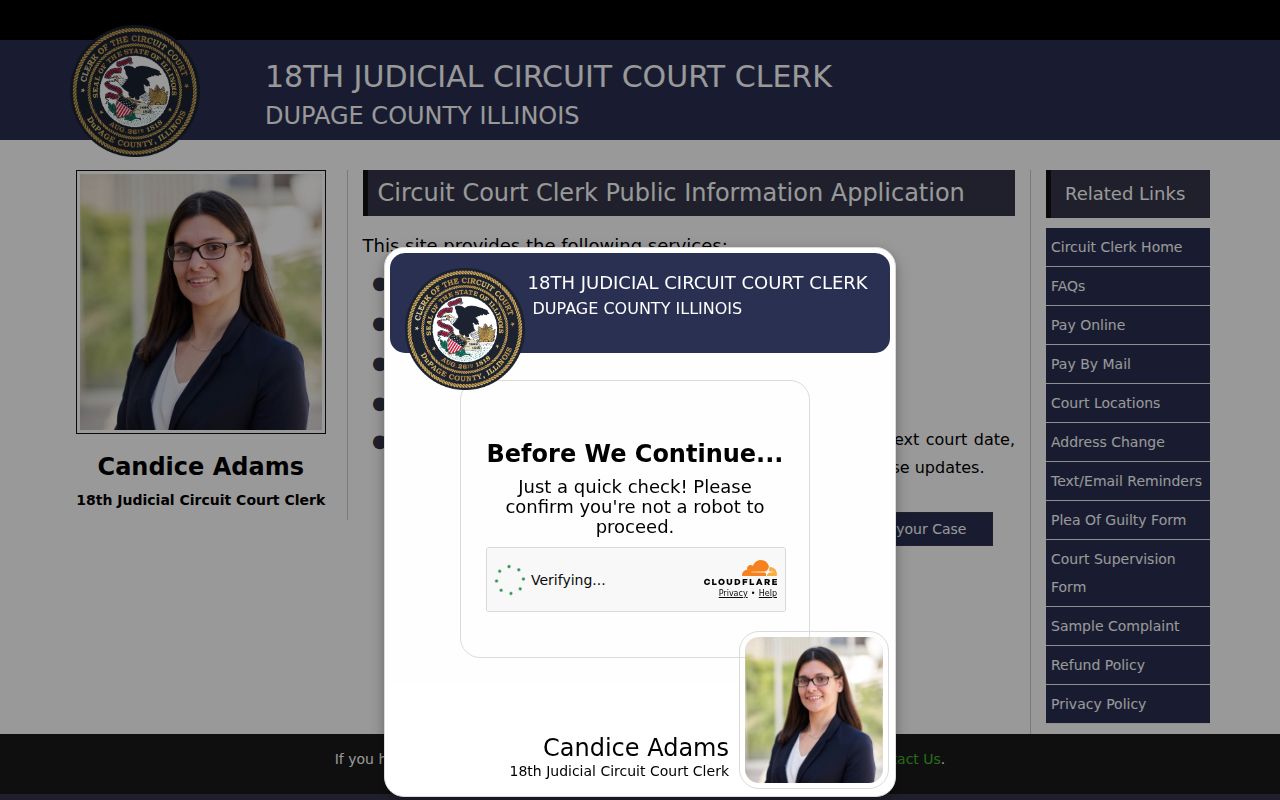 DuPage Circuit Clerk case search serving Lombard