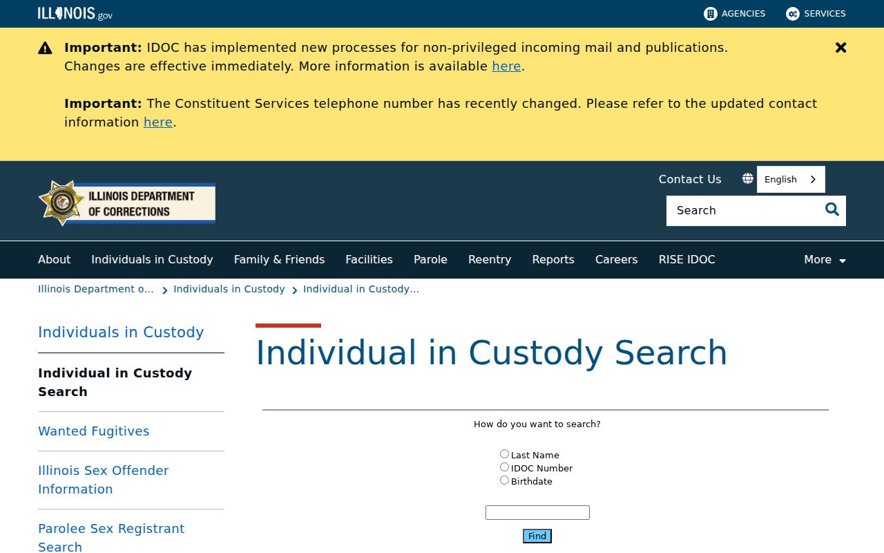 Lombard resident lookup in the Illinois individual in custody search